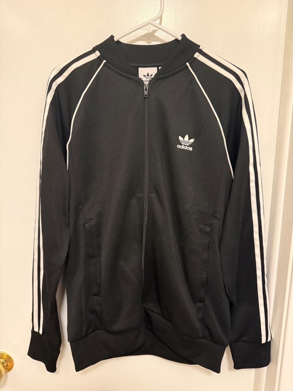 adidas Black Jacket with White Stripes